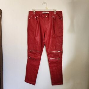 Zara Red Leather Trousers